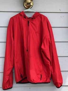 Men's Red Hooded Windbreaker Jacket (Adidas Xl)